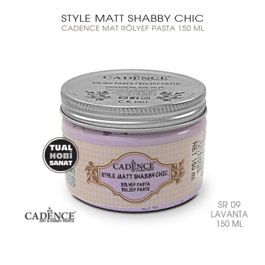 Cadence Shabby Chic Mat Rölyef Pasta SR09 Lavanta Rengi 150 ml - 1