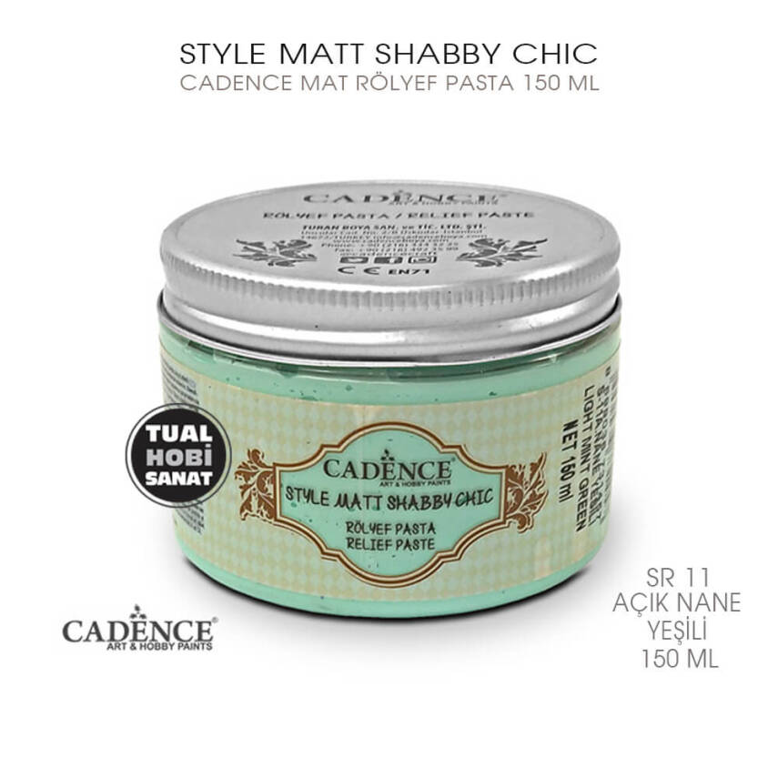 Cadence Shabby Chic Mat Rölyef Pasta SR11 Açık Nane Yeşili 150 ml - 1