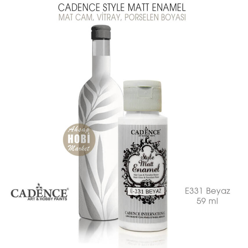 Cadence Style Matt Enamel E-331 Beyaz Mat Cam Porselen Boyası 59 ml - 1