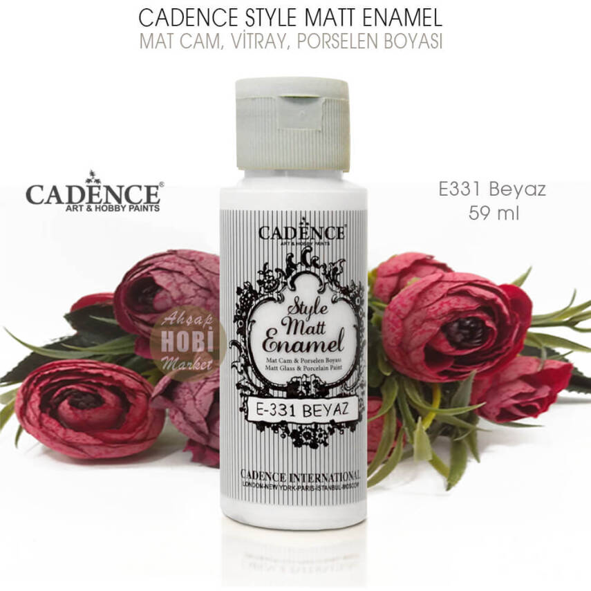 Cadence Style Matt Enamel E-331 Beyaz Mat Cam Porselen Boyası 59 ml - 2