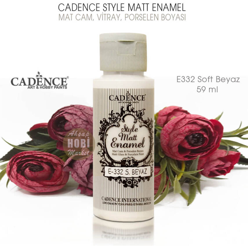 Cadence Style Matt Enamel E-332 Sıcak Beyaz Mat Cam Porselen Boyası 59 ml - 2