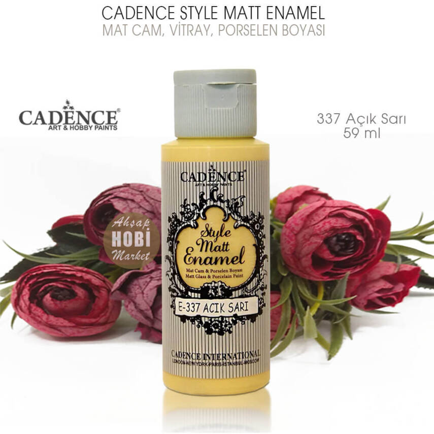 Cadence Style Matt Enamel E-337 Açık Sarı Mat Cam Porselen Boyası 59 ml - 2