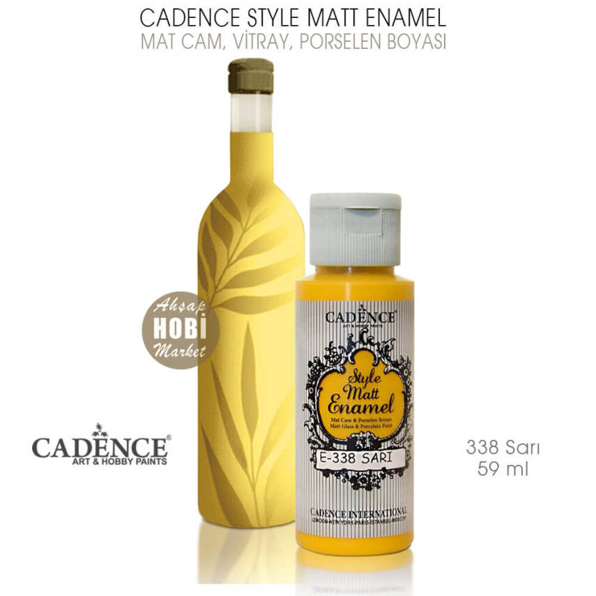 Cadence Style Matt Enamel E-338 Sarı Mat Cam Porselen Boyası 59 ml - 1