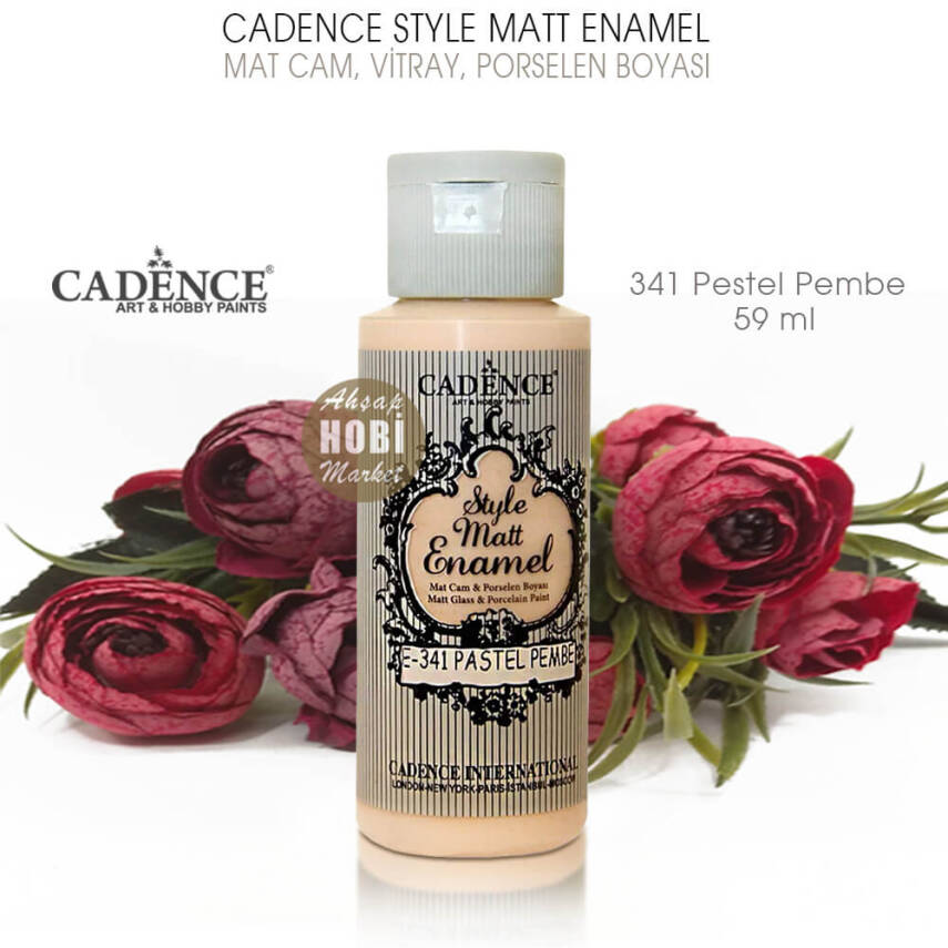 Cadence Style Matt Enamel E-341 Pastel Pembe Mat Cam Porselen Boyası 59 ml - 2
