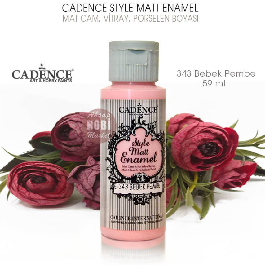 Cadence Style Matt Enamel E-343 Bebek Pembe Cam Porselen Boyası 59 ml - 2
