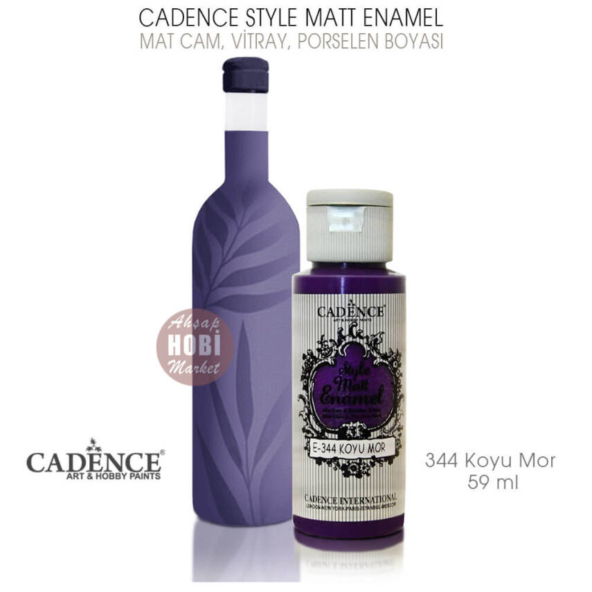 Cadence Style Matt Enamel E-344 Koyu Mor Cam Porselen Boyası 59 ml - 1