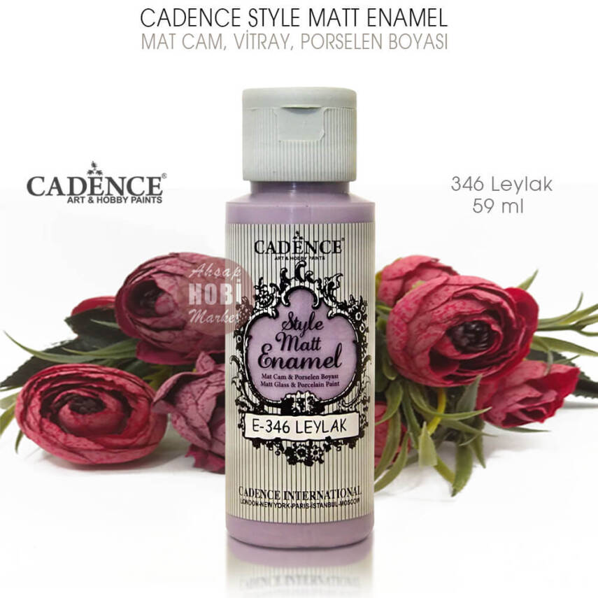 Cadence Style Matt Enamel E-346 Leylak Cam Porselen Boyası 59 ml - 2