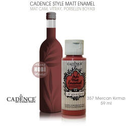 Cadence Style Matt Enamel E-357 Mercan Kırmızı Cam Porselen Boyası 59 ml - Cadence