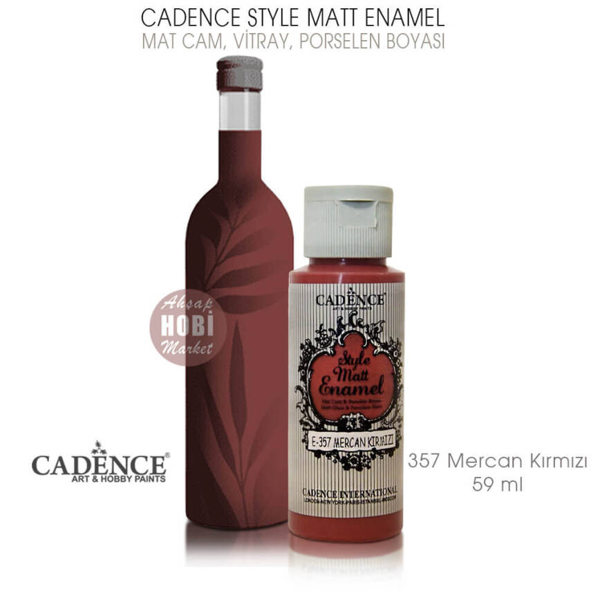 Cadence Style Matt Enamel E-357 Mercan Kırmızı Cam Porselen Boyası 59 ml - 1