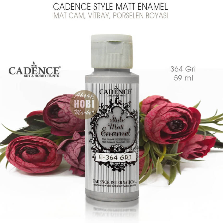 Cadence Style Matt Enamel E-364 Gri Cam Porselen Boyası 59 ml - 2