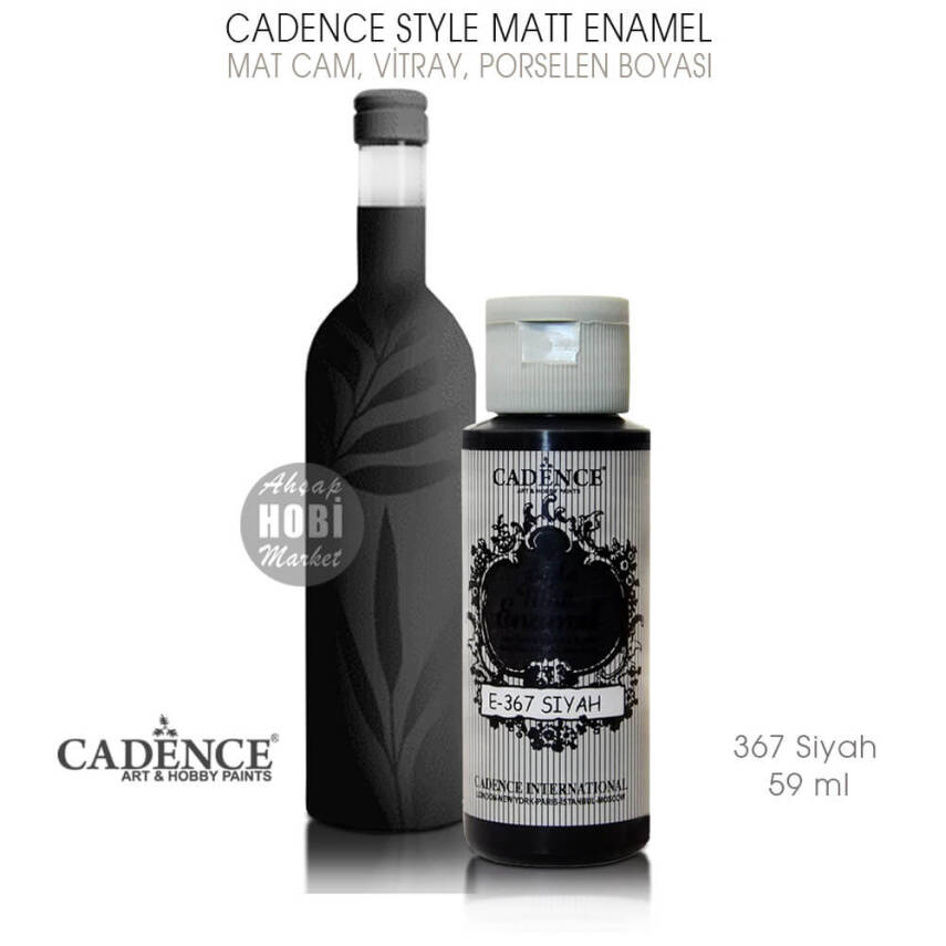 Cadence Style Matt Enamel E-367 Siyah Mat Cam Porselen Boyası 59 ml - 1