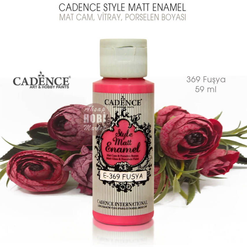 Cadence Style Matt Enamel E-369 Fuşya Mat Cam Porselen Boyası 59 ml - 2