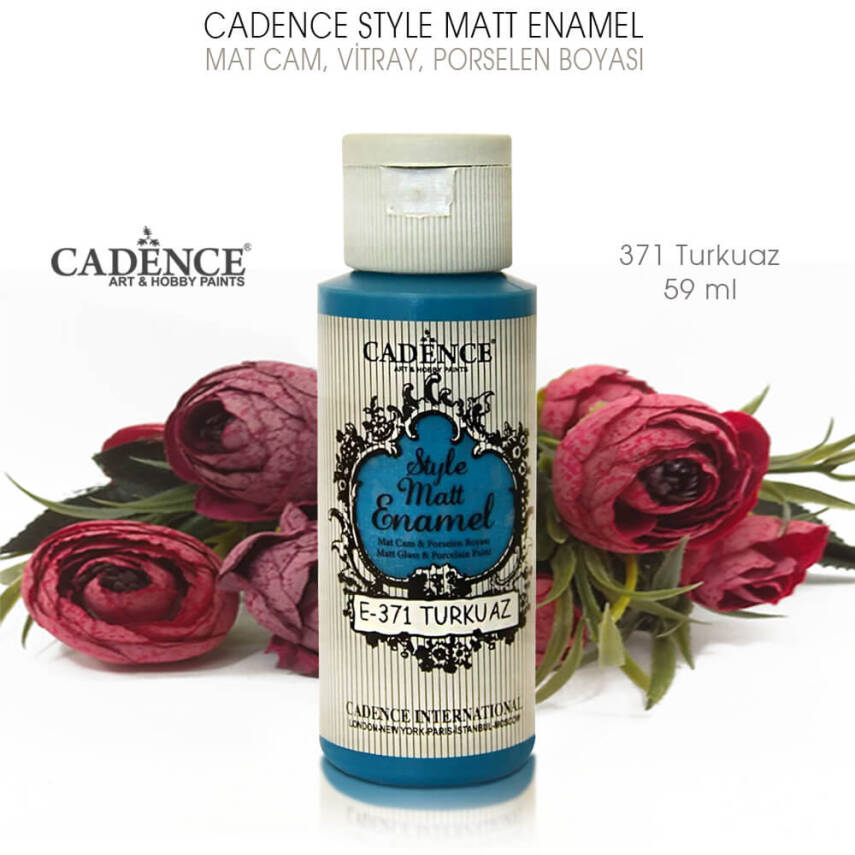 Cadence Style Matt Enamel E-371 Turkuaz Mat Cam Porselen Boyası 59 ml - 2
