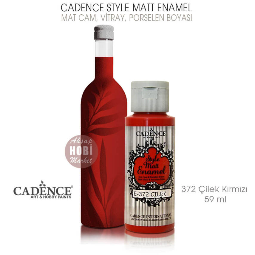 Cadence Style Matt Enamel E-372 Çilek Kırmızı Cam Porselen Boyası 59 ml - 1