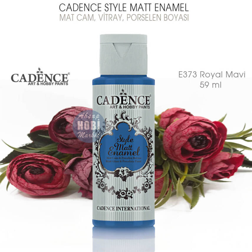 Cadence Style Matt Enamel E-373 Royal Mavi Mat Cam Porselen Boyası 59 ml - 2