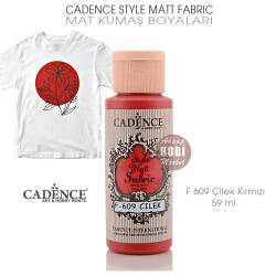 Cadence Style Matt Fabric F-609 Çilek Kırmızı Mat Kumaş Boyası 59 ml - Cadence