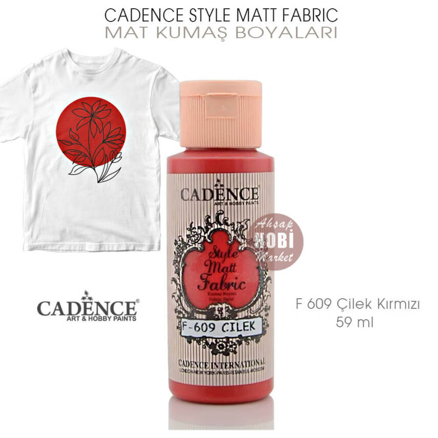 Cadence Style Matt Fabric F-609 Çilek Kırmızı Mat Kumaş Boyası 59 ml - 1