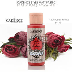 Cadence Style Matt Fabric F-609 Çilek Kırmızı Mat Kumaş Boyası 59 ml - Cadence (1)