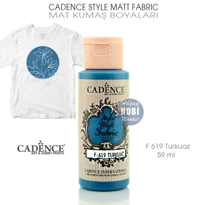 Cadence Style Matt Fabric F-619 Turkuaz Mat Kumaş Boyası 59 ml - 1