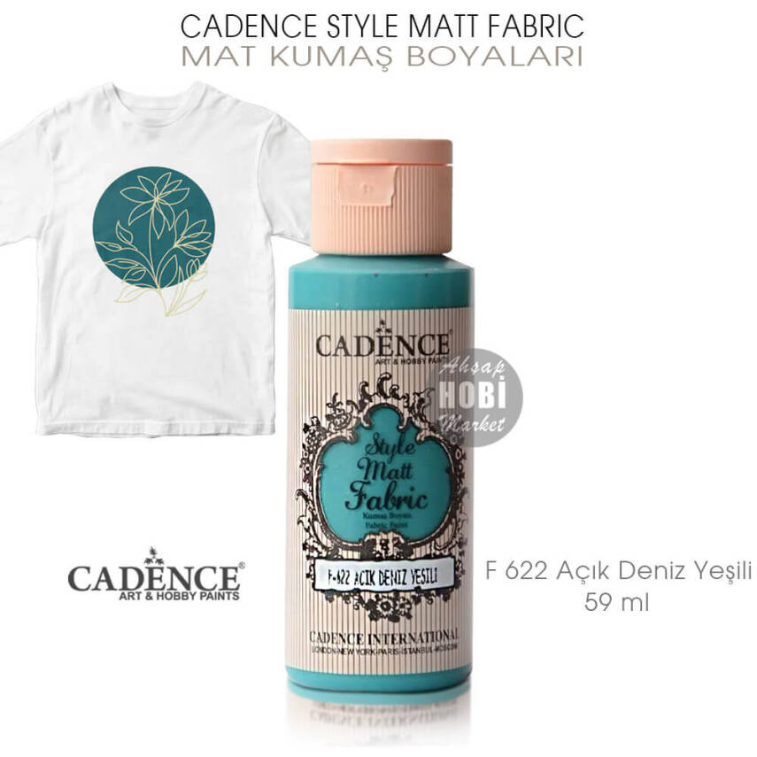 Cadence Style Matt Fabric F-622 Açık Deniz Yeşili Mat Kumaş Boyası 59 ml - 1