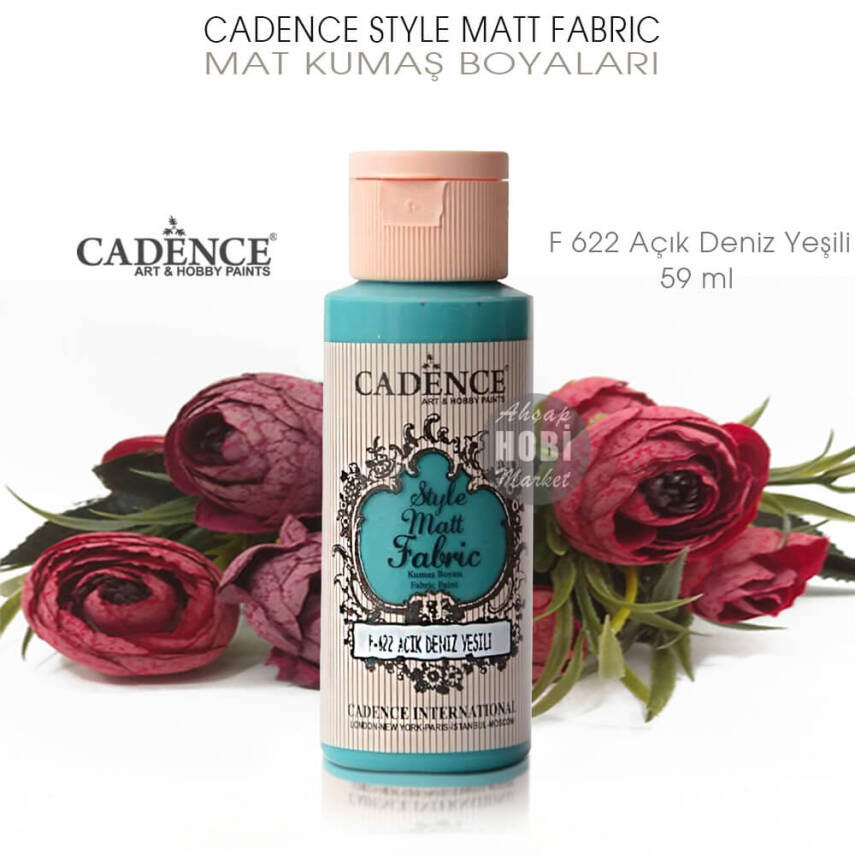 Cadence Style Matt Fabric F-622 Açık Deniz Yeşili Mat Kumaş Boyası 59 ml - 2