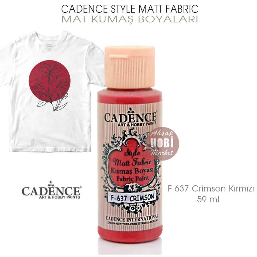Cadence Style Matt Fabric F-637 Crimson Kırmızı Mat Kumaş Boyası 59 ml - 1