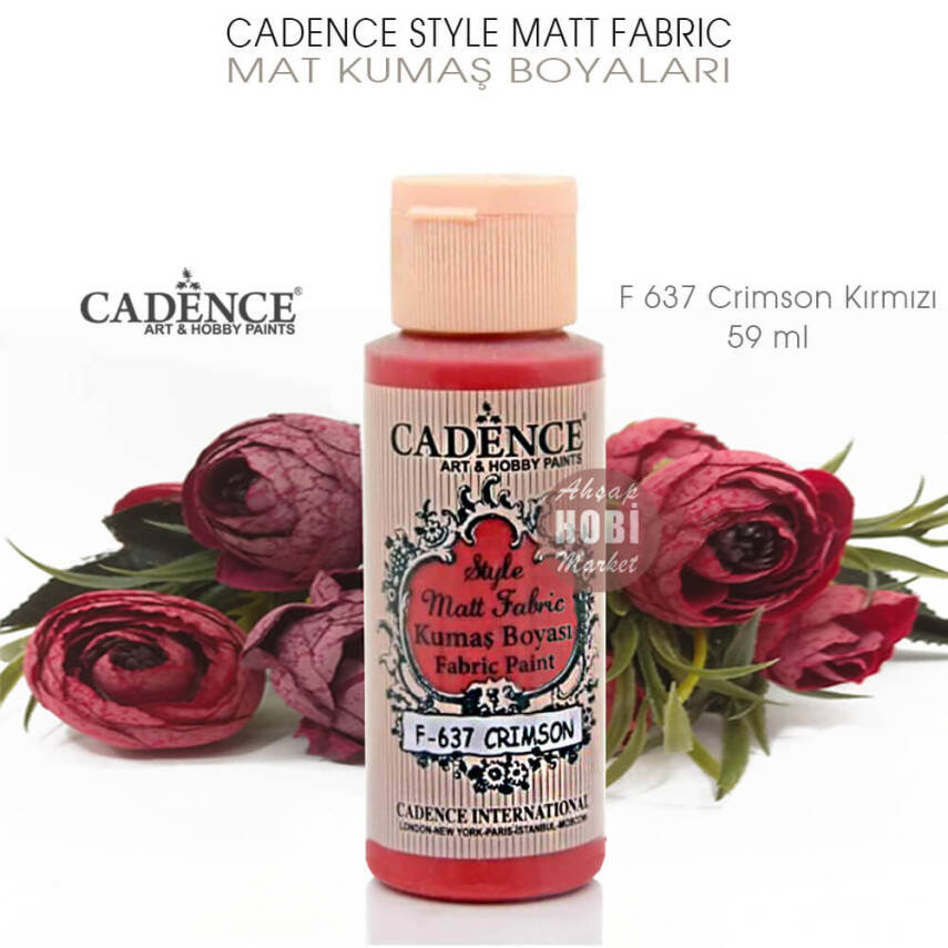 Cadence Style Matt Fabric F-637 Crimson Kırmızı Mat Kumaş Boyası 59 ml - 2