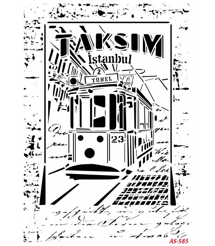 Cadence Taksim Tramvay Temalı Stencil Şablon AS585 - 1