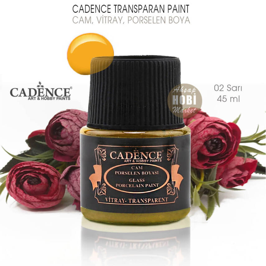 Cadence Transparan Cam Vitray Porselen Boyası 02 Sarı 45 ml - 2