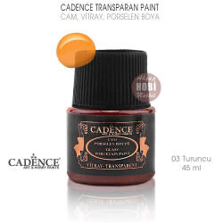 Cadence Transparan Cam Vitray Porselen Boyası 03 Turuncu 45 ml - Cadence