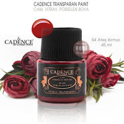 Cadence Transparan Cam Vitray Porselen Boyası 04 Ateş Kırmızı 45 ml - Cadence (1)