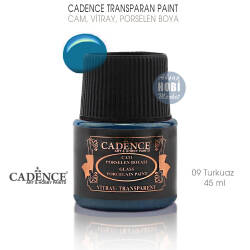 Cadence Transparan Cam Vitray Porselen Boyası 09 Turkuaz 45 ml - Cadence
