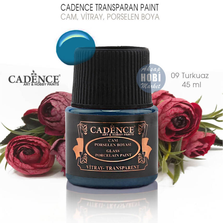 Cadence Transparan Cam Vitray Porselen Boyası 09 Turkuaz 45 ml - 2