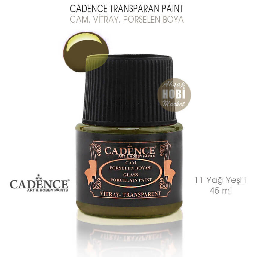 Cadence Transparan Cam Vitray Porselen Boyası 11 Yağ Yeşili 45 ml - 1