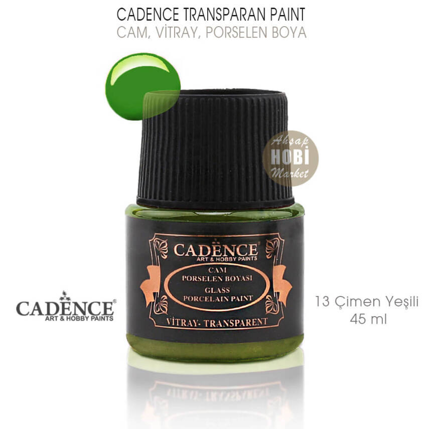 Cadence Transparan Cam Vitray Porselen Boyası 13 Çimen Yeşili 45 ml - 1