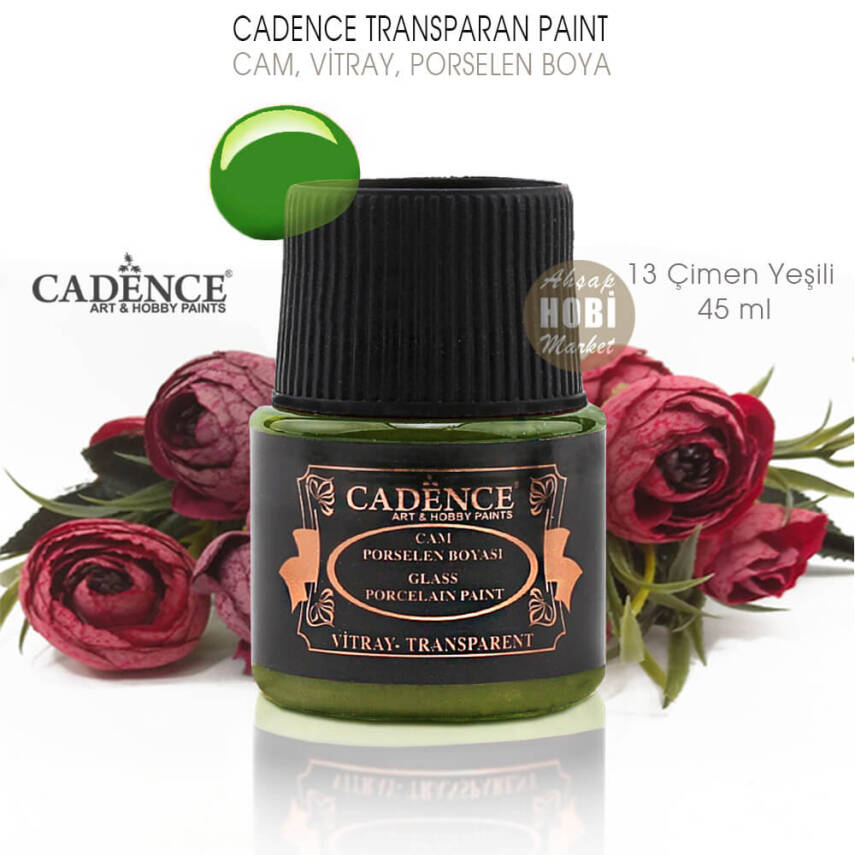 Cadence Transparan Cam Vitray Porselen Boyası 13 Çimen Yeşili 45 ml - 2