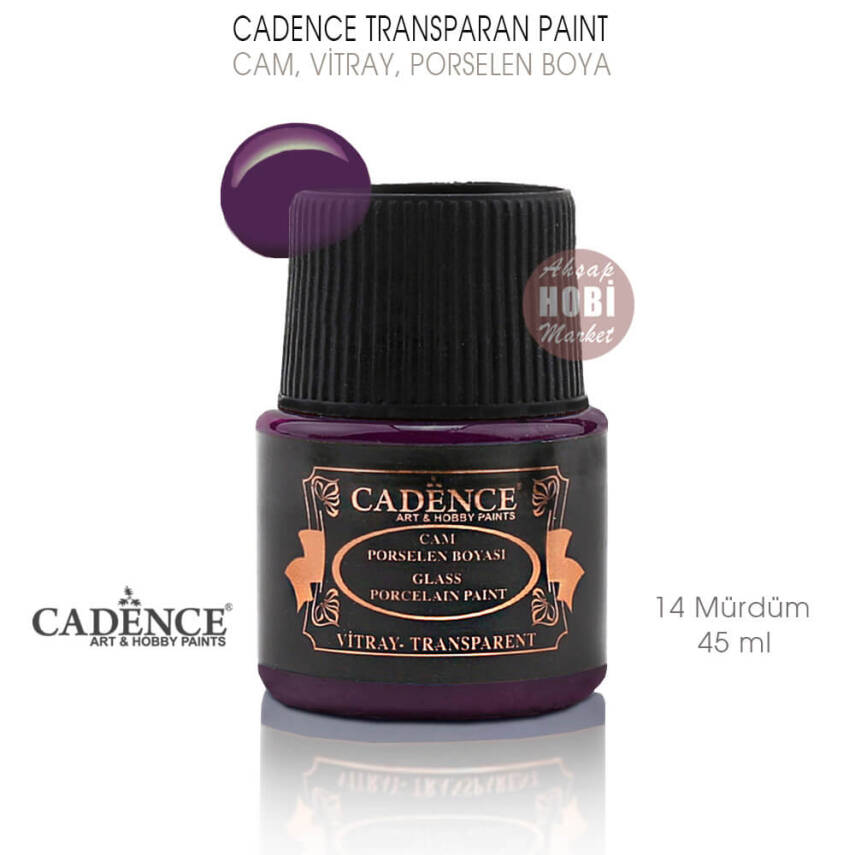 Cadence Transparan Cam Vitray Porselen Boyası 14 Mürdüm 45 ml - 1