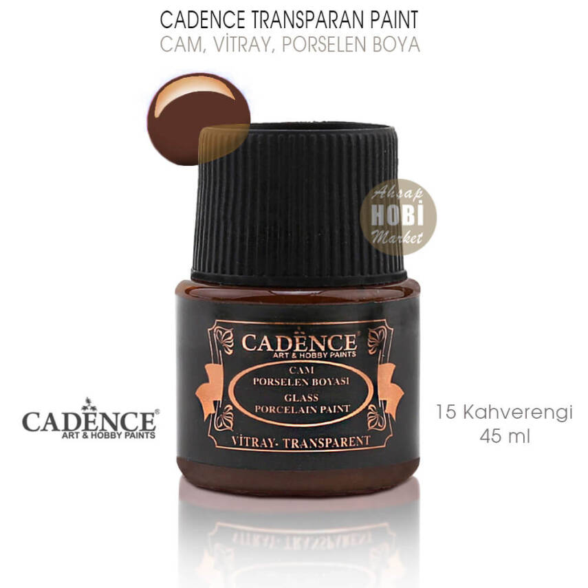 Cadence Transparan Cam Vitray Porselen Boyası 15 Kahverengi 45 ml - 1