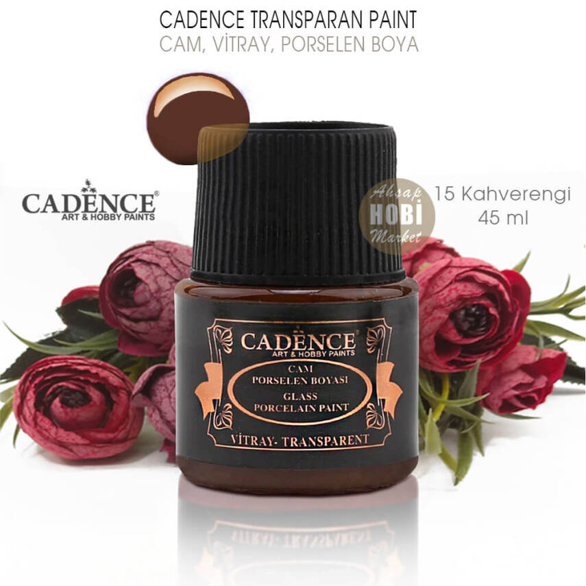 Cadence Transparan Cam Vitray Porselen Boyası 15 Kahverengi 45 ml - 2