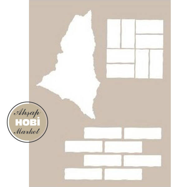 Cadence Tuğla Çatlak Beton Temalı Stencil Şablon AS488 - 1