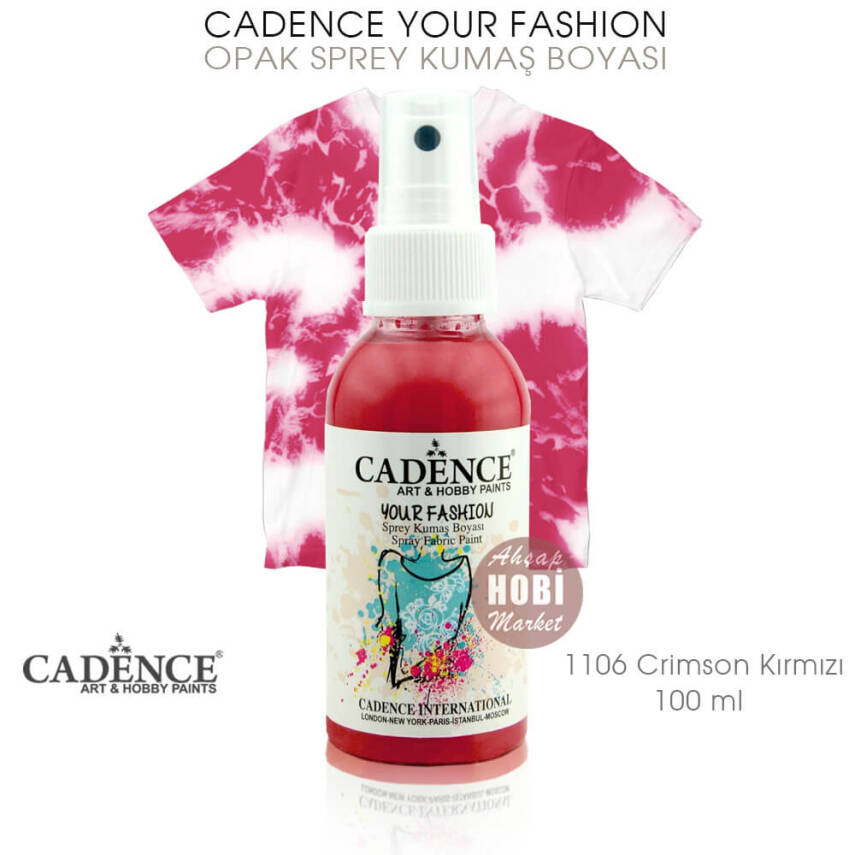 Cadence Your Fashion Sprey Kumaş Boyası 1106 Crimson Kırmızı 100 ml - 1