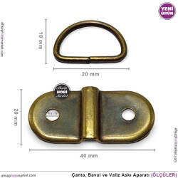 Çanta ve Bavul Askı Halka Aparatı Antik (40x20 mm) - 3
