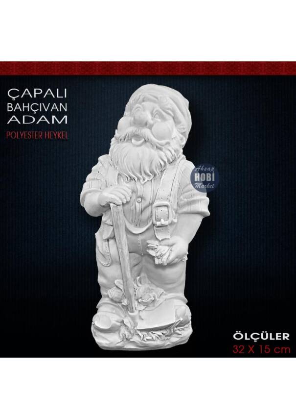 Çapalı Bahçıvan Adam Heykeli (32x15 cm) Ham Polyester - 1