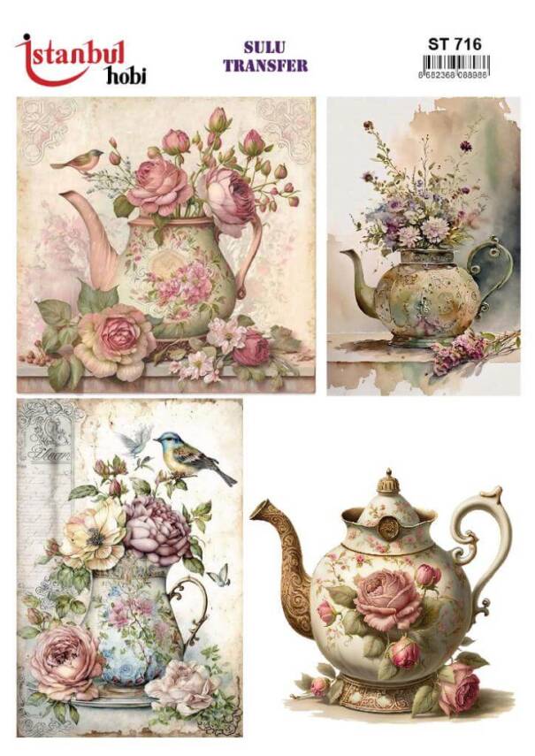 Çay Demlik Desenli Sulu Transfer Kağıdı STI-716 - 1
