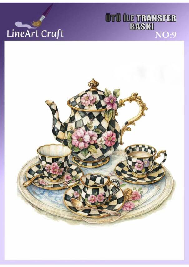 Çay Kahve Desenli Kumaş Transfer Kağıdı LNT-K009 (20x20 cm) - 1