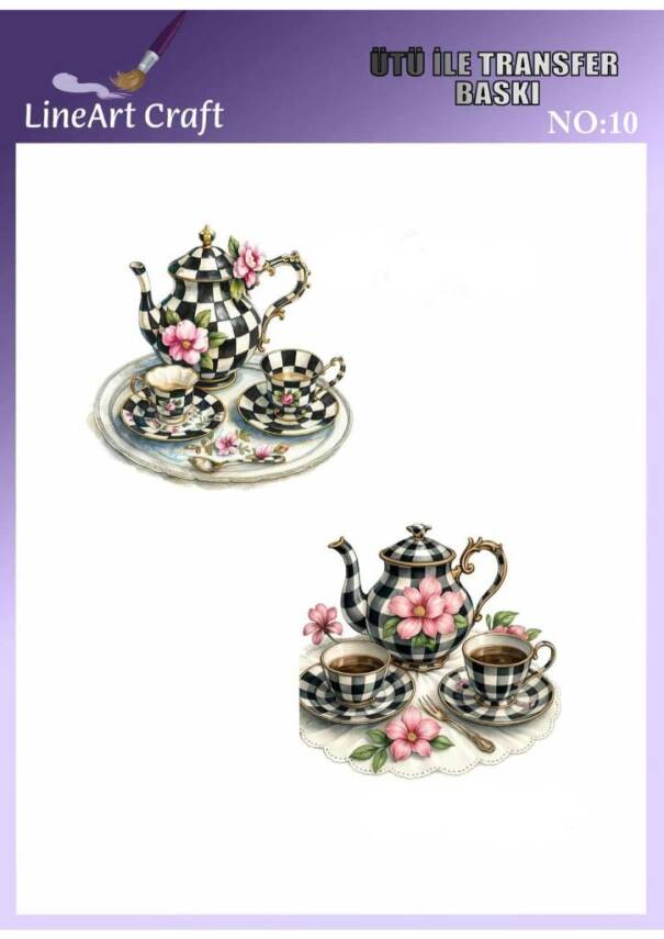 Çay Kahve Desenli Kumaş Transfer Kağıdı LNT-K010 (20x20 cm) - 1