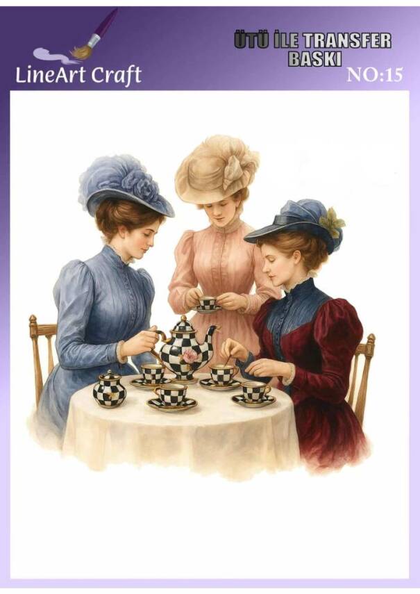 Çay Kahve Desenli Kumaş Transfer Kağıdı LNT-K015 (20x20 cm) - 1