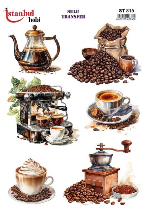 Çay Kahve Desenli Sulu Transfer Kağıdı STI-815 - 1