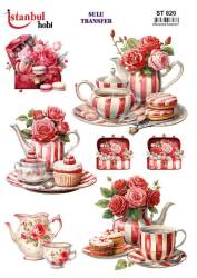 Çay Kahve Desenli Sulu Transfer Kağıdı STI-820 - Tual Hobi Craft Ist
