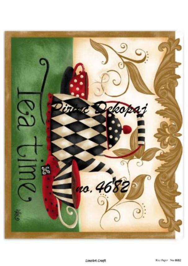 Çay Saati Temalı Pirinç Dekopaj Model : 4682 - 1